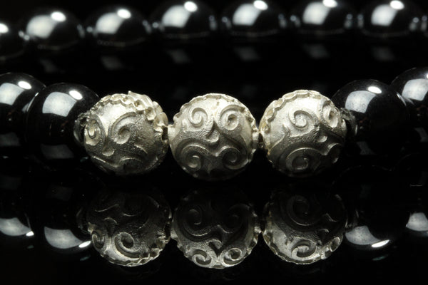 Simple Hematite and Beautiful Silver Beads