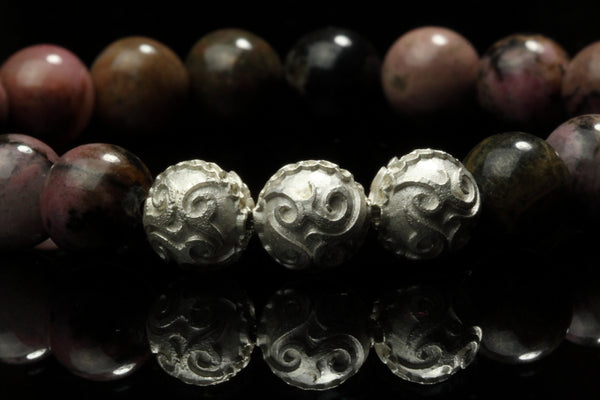 Simple Jaguar Jasper and Beautiful Silver Beads