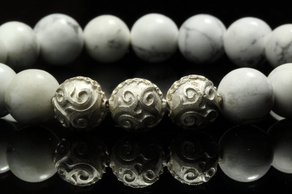 Simple Howlite and Beautiful Silver Beads