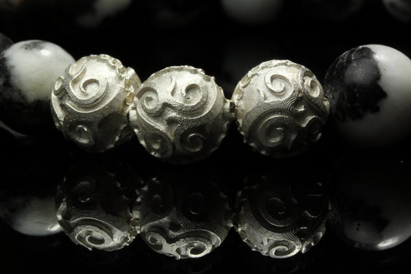 Simple Zebra Jasper and Beautiful Silver Beads