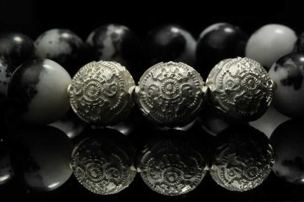 Grand Zebra Jasper and Beautiful Silver Beads