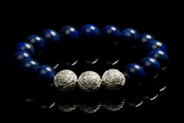Custom fit Lapis lazuli silver bracelet 